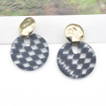 Newest design round acrylic stud ear jewelry for femme classic black statement earrings